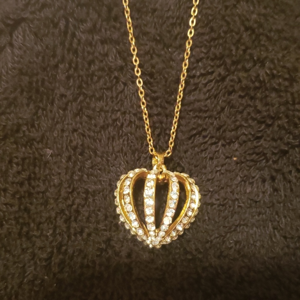 Gold and Gem half circle pendant necklace